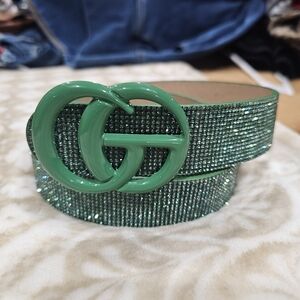 Green Crystal Embellished Belt